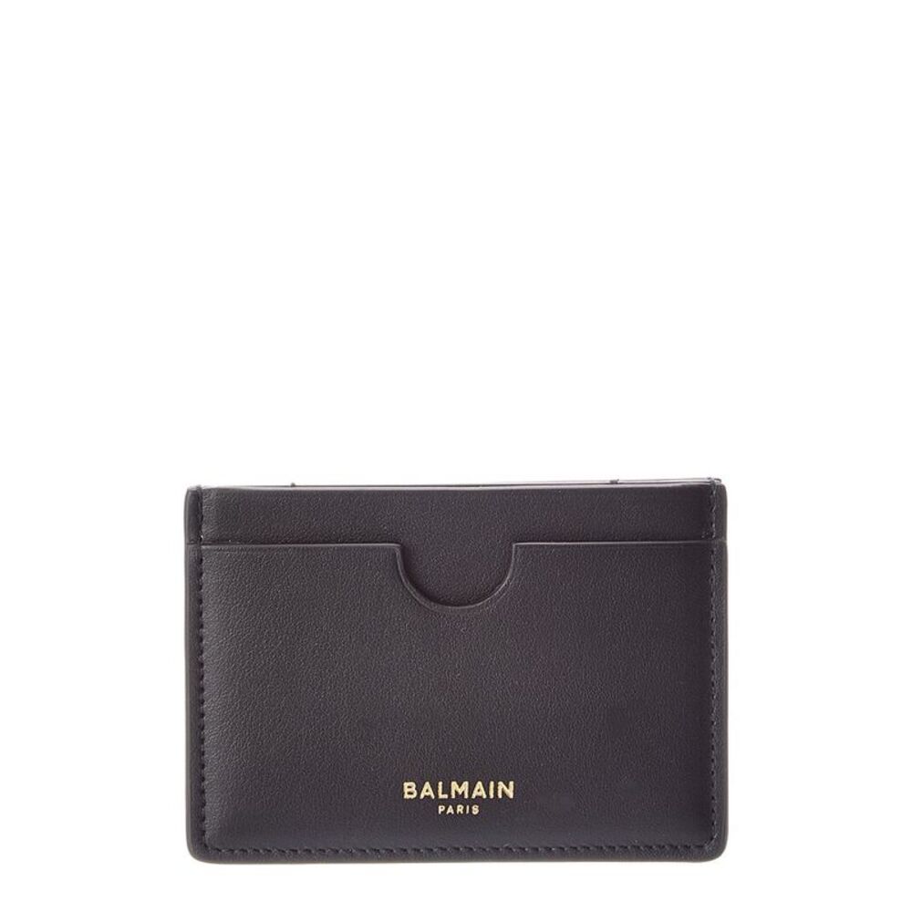 Balmain Logo Leather Card Case, Black